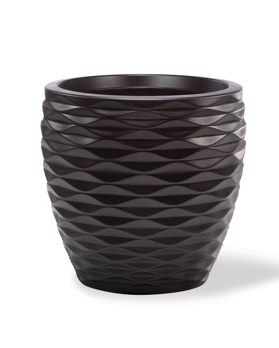 13.5"  Valencia Decorative Plant and Tree Container in Satin Black. Available at Petals.