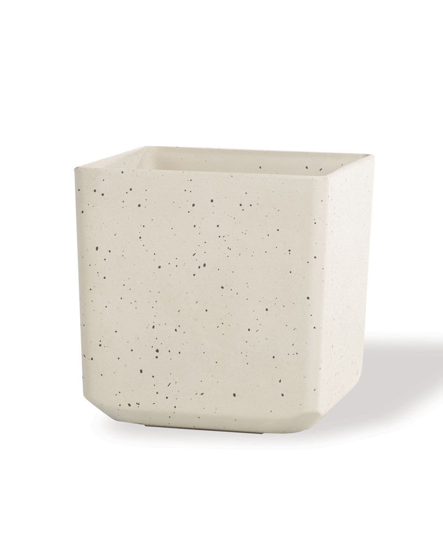 Cubico Decorative Container - 11"W x 11"H - Sand White. Available at Petals.