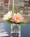 lotus blossom & lily pad silk flower arrangement, peach and cream lotus blooms, natural colors of water lilies, in glass cube