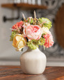Cabbage Rose & Zinnia Faux Flower Accent