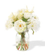 White Rose & Snowball Hydrangea Faux Flower Accent