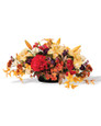 Hydrangea, Lily & Rose Silk Flower Autumn Centerpiece in resin planter, by Petals.