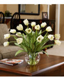 White Silk Tulips Arrangement