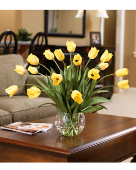 Yellow Silk Tulips Arrangement
