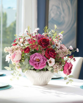 Rose , Lilac & Thistle Faux Flower Centerpiece