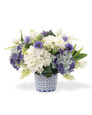 Blissful Blue & White<br>Faux Flower Centerpiece