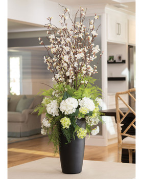 Hydrangea & Cherry Blossom Splendor<br>Faux Flower Arrangement