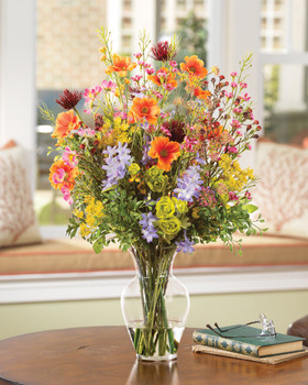 Bountiful Garden Faux Flower Arrangement with Vase by Petals.