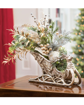 Pearl & Gold Elegance Holiday Sleigh Centerpiece