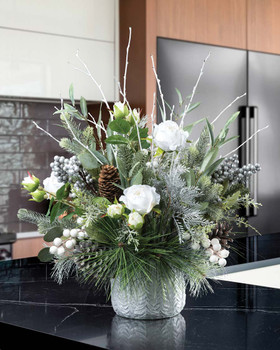 White Winter Artificial Holiday Arrangement, By Petals.