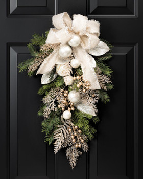 Pearl & Gold Elegance Artificial Holiday Teardrop. Available at Petals.
