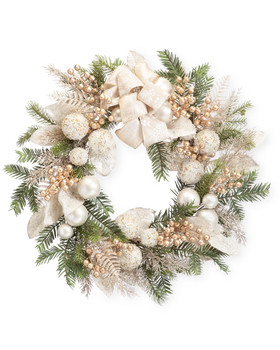 Pearl & Gold Elegance<br>30" Artificial Holiday Wreath