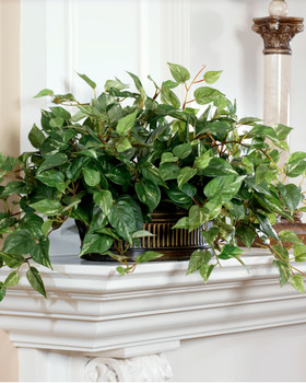 Lush Silk Ivy Pothos Silk Plant in Oval Container