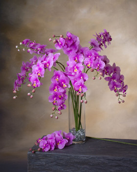 32" Ruffled Phalaenopsis Faux Orchid Foliage Stem
