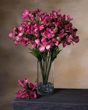 Dark Pink Alstroemeria Silk Flower Stem
