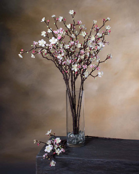 Cream Pink 27" Silk Cherry Blossom Faux Flower Stem