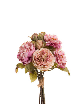 14" Dried Rose, Peony & Anemone Faux Flower Bundle