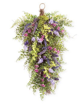 Mixed Lavender<br>Faux Flower & Foliage Teardrop