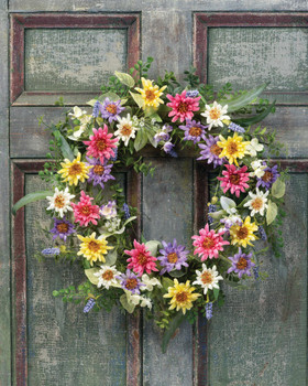 Garden Celebration Silk Flower Wreath, available at Petals.