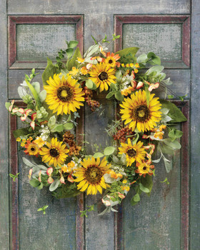 Sunflower Daydream Silk Flower Wreath, available at Petals.